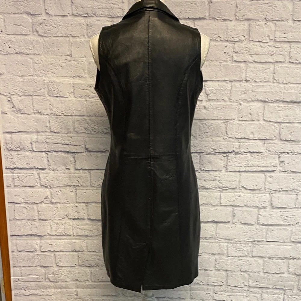 Tanya Collection Black Leather Sleeveless Dress Size M - Picture 7 of 15